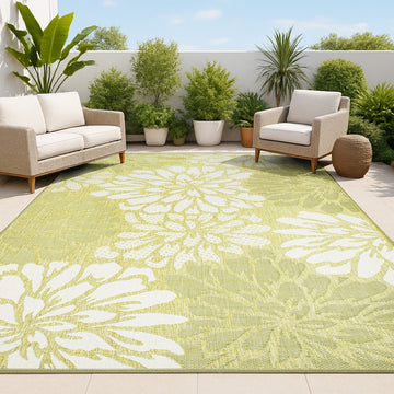 Zinnia Modern Floral Textured Weave Indoor/outdoor Area Rug